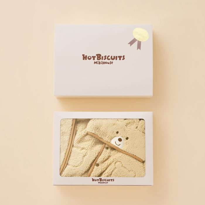MIKI HOUSE HOT BISCUITS 熊臉仿羊羔絨斗篷禮盒 象牙白