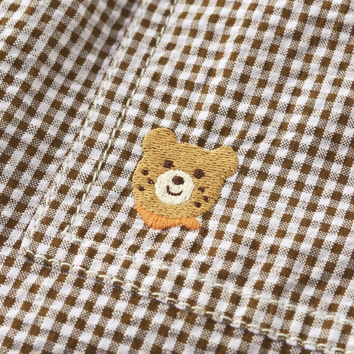 MIKI HOUSE HOT BISCUITS 熊耳水手領短袖T恤及五分褲套裝禮盒 灰藍色
