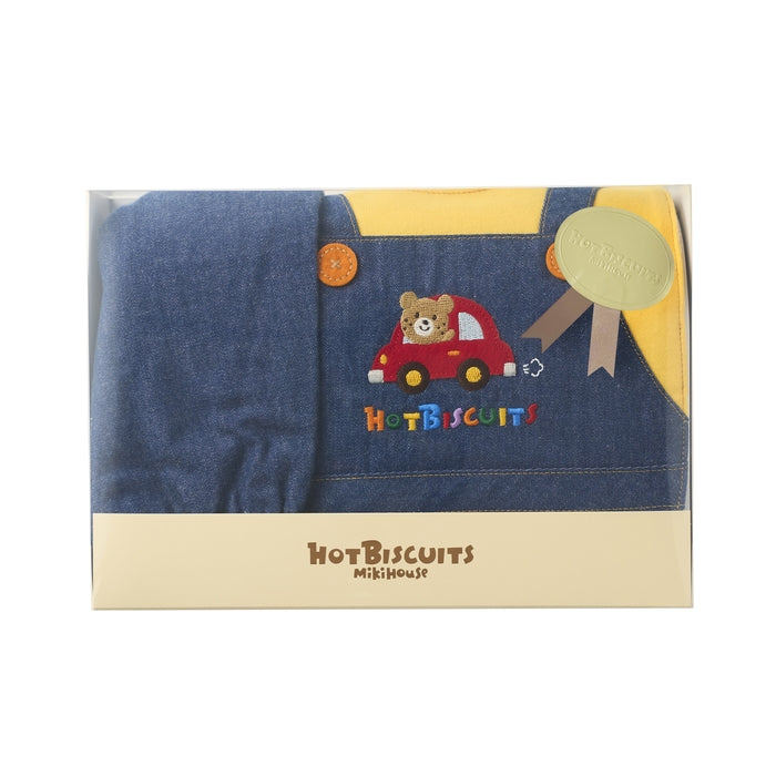 MIKI HOUSE HOT BISCUITS 吊帶褲風口水肩及燈籠褲套裝（附透明禮盒） 2色