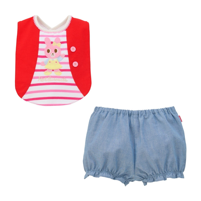 MIKI HOUSE HOT BISCUITS 背心風口水肩及燈籠褲套裝（附透明禮盒） 2色
