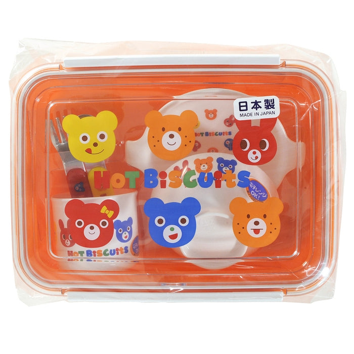 【日本製】MIKI HOUSE HOT BISCUITS 角色餐具套裝（附收納盒） 橙色