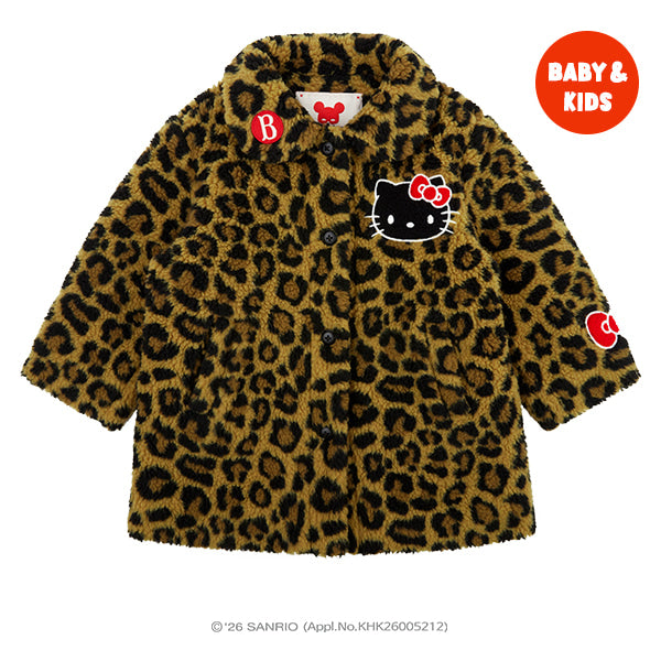 【韓國品牌／中國製】Bebedepino Hello Kitty 豹紋 毛毛大衣 BP64CT709