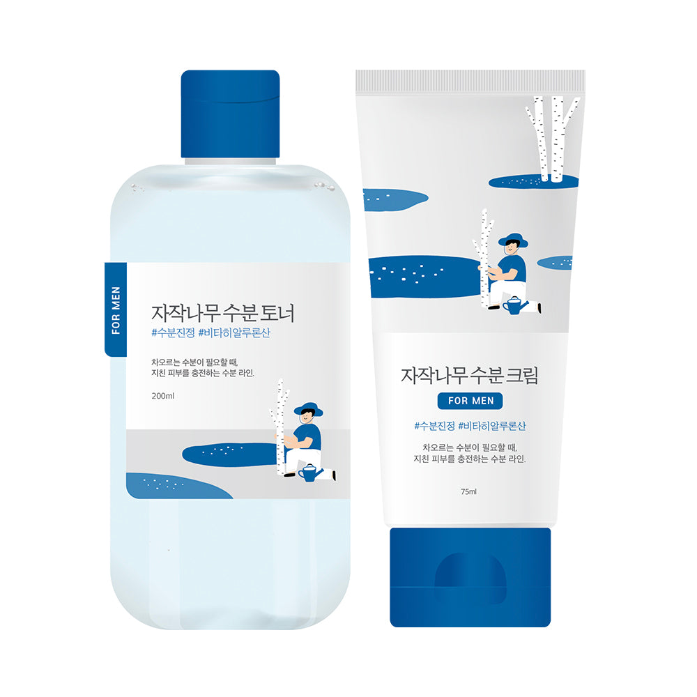 【韓國製】ROUND LAB 男士樺樹汁爽膚水＋面霜 2件套（＋剃鬚泡 40ml）｜補水保濕