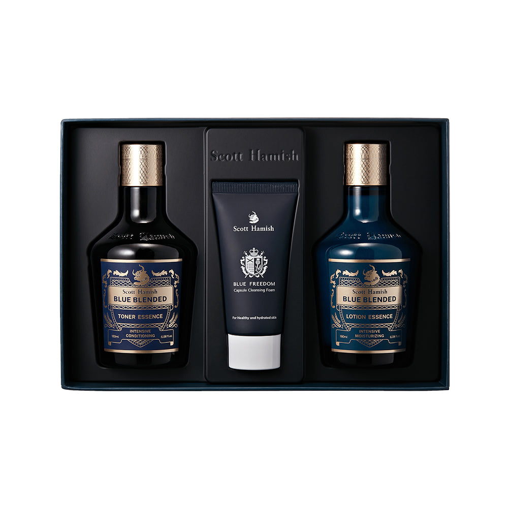 【韓國製】Scott Hamish 藍色調和 爽膚水＋乳液精華 禮盒｜保濕