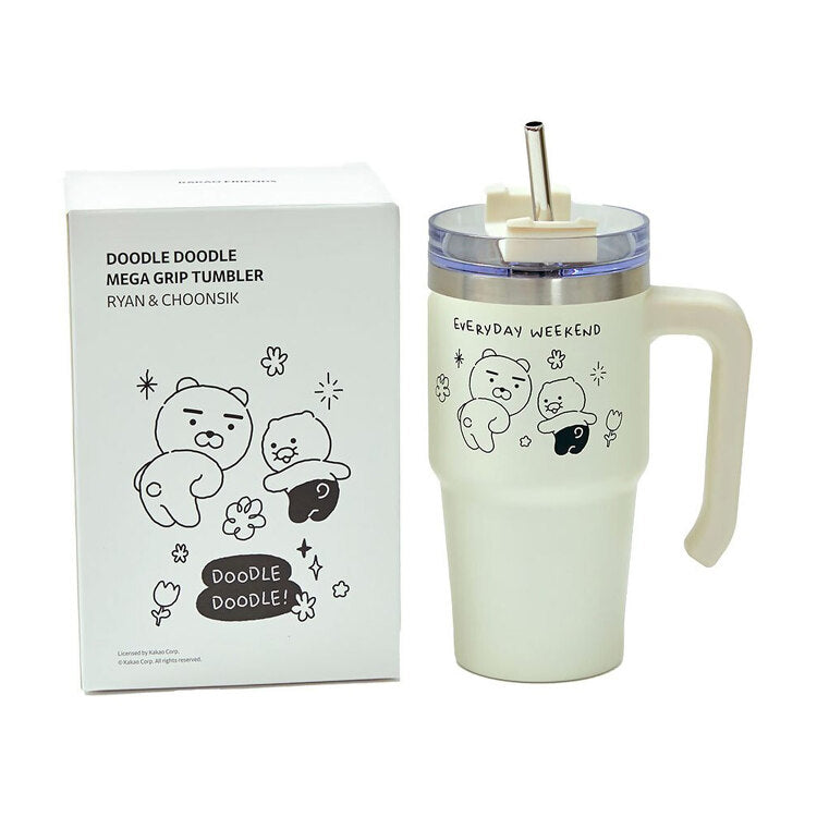 Korean Kakao Friends Ryan white thermal water cup with handle (capacity 500ml)