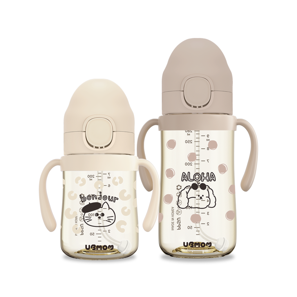 【韓國製】Ubmom 蒙伊蒙子 PPSU 一按吸管杯 200ml＋280ml 套裝