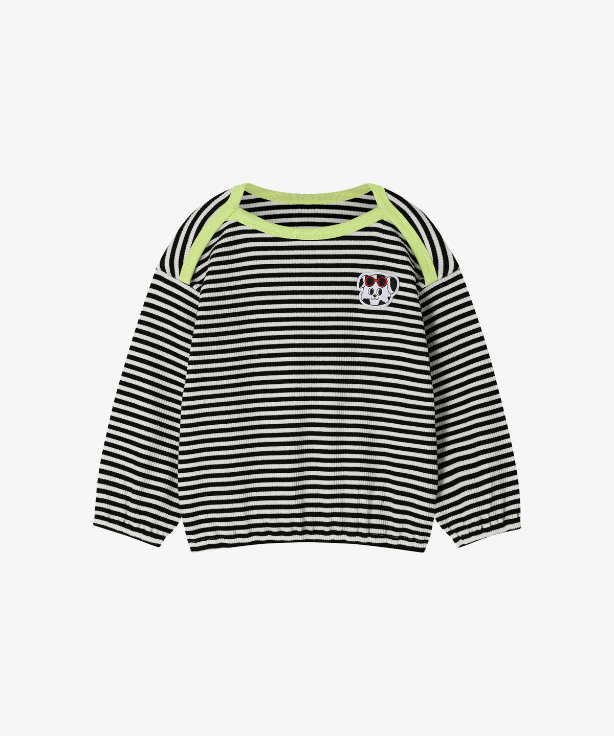 【韓國製】Rototo Bebe / 로토토베베 골지 條紋 보트넥 家居服 블랙 RO6ACLO02BK