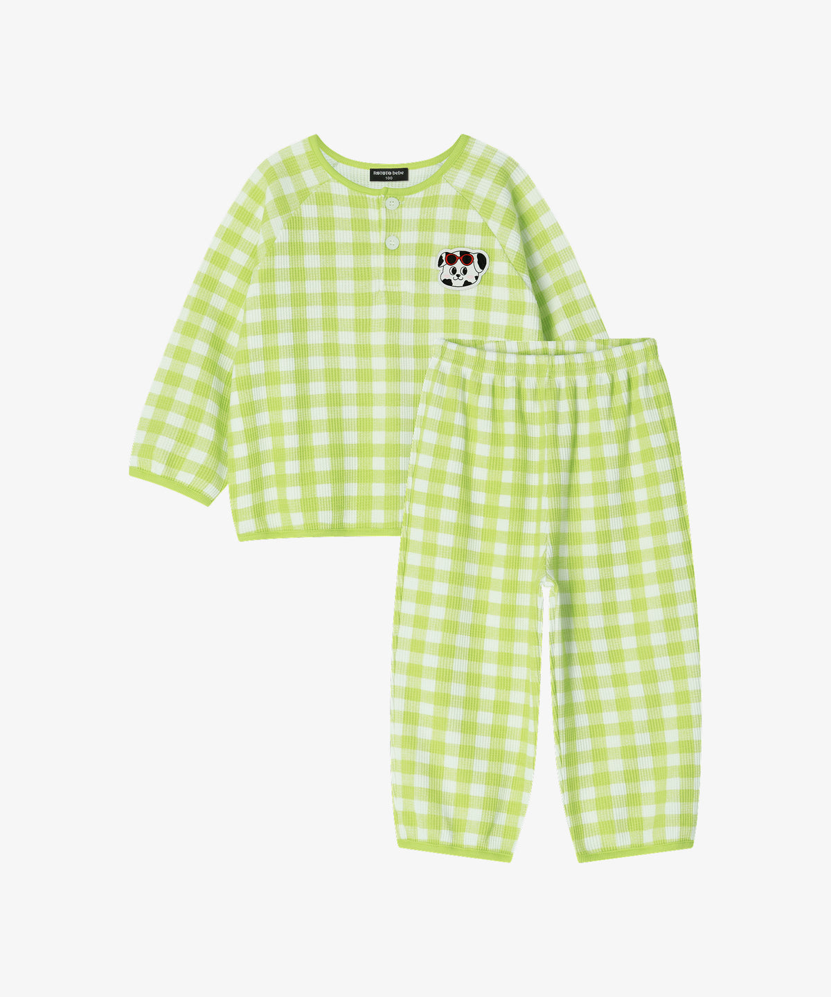 【韓國製】Rototo Bebe / 로토토베베 華夫格格子 家居服 라임 RO6ACLO05E1