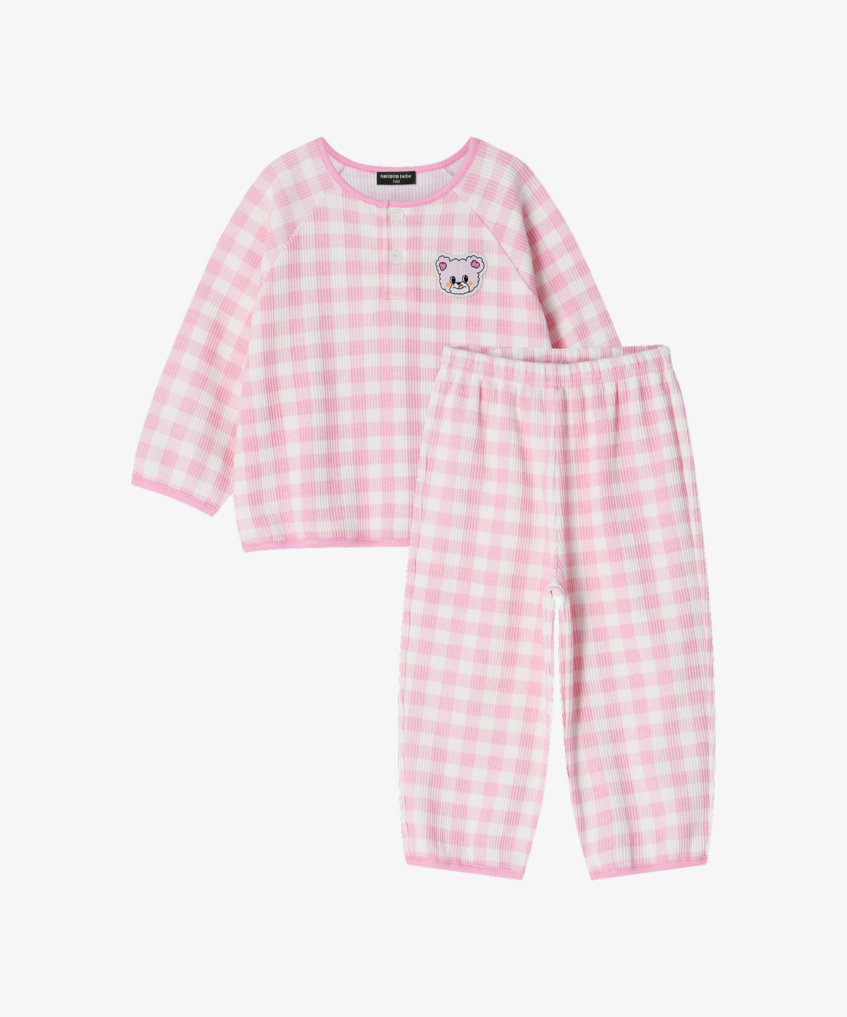 【韓國製】Rototo Bebe / 로토토베베 華夫格格子 家居服 라이트핑크 RO6ACLO05P1