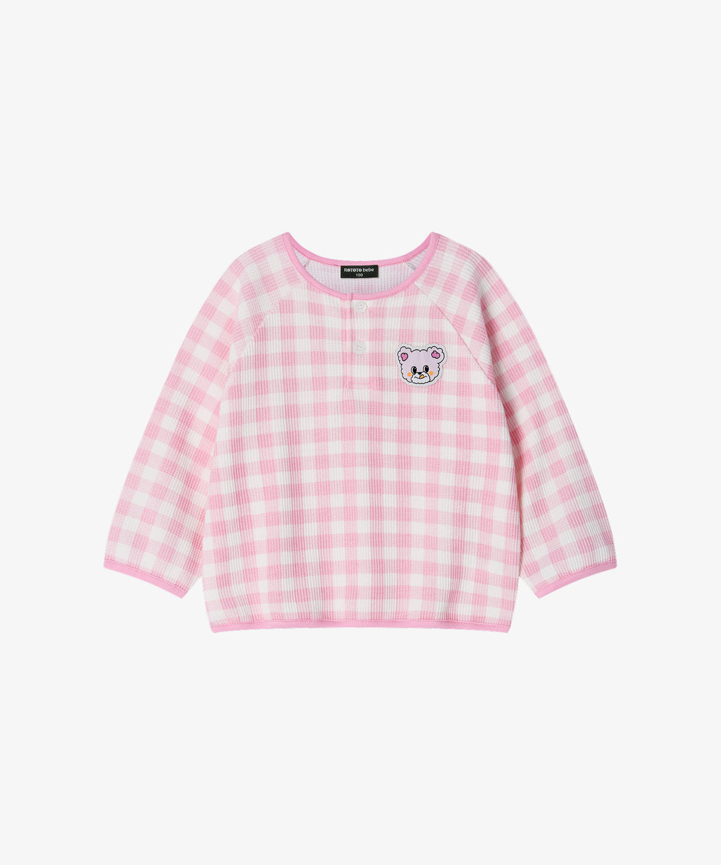 【韓國製】Rototo Bebe / 로토토베베 華夫格格子 家居服 라이트핑크 RO6ACLO05P1