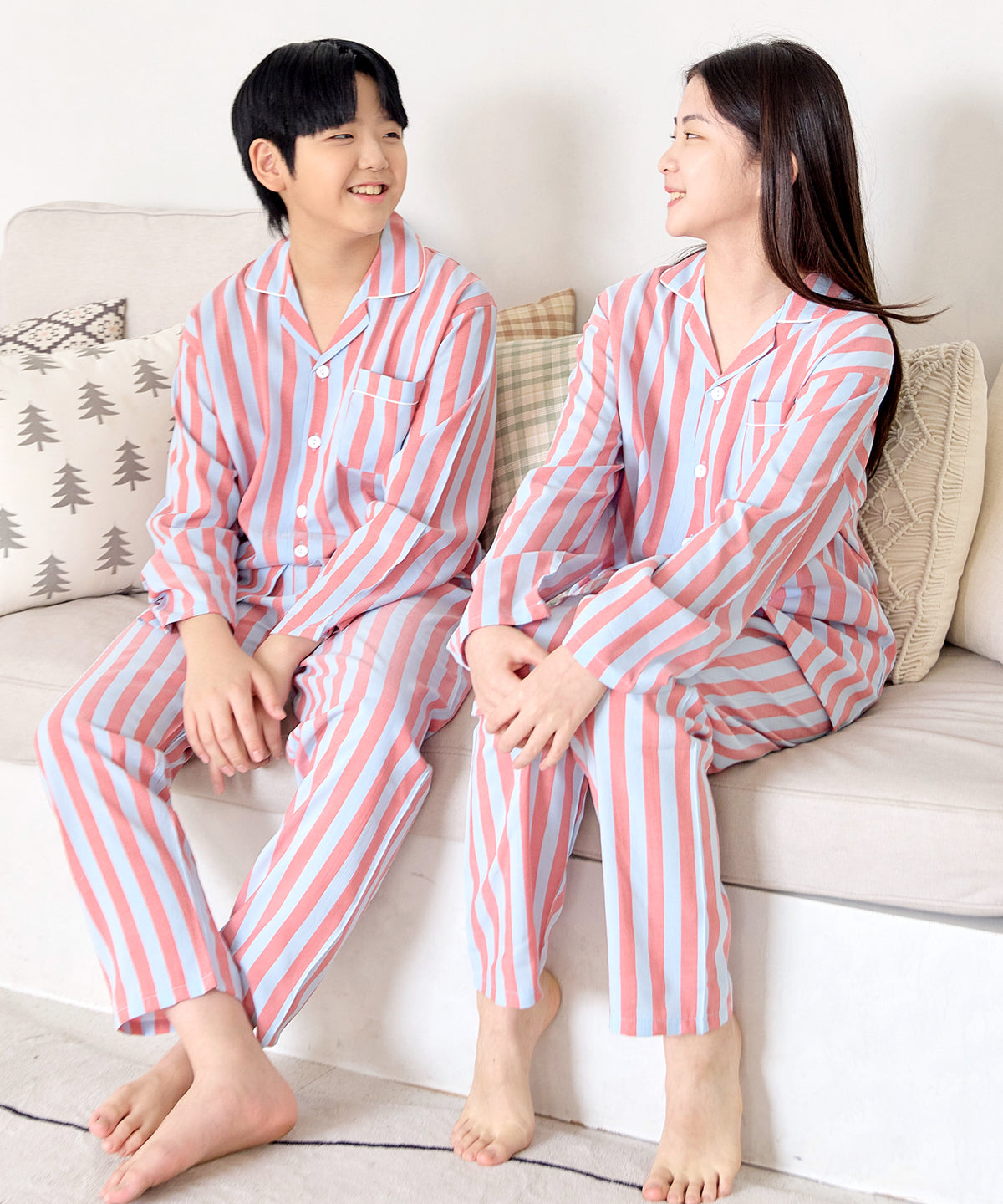 【韓國製】Pinkoko / 핑코코 2113 스카이블 青少年 長袖 睡衣 睡衣套裝
