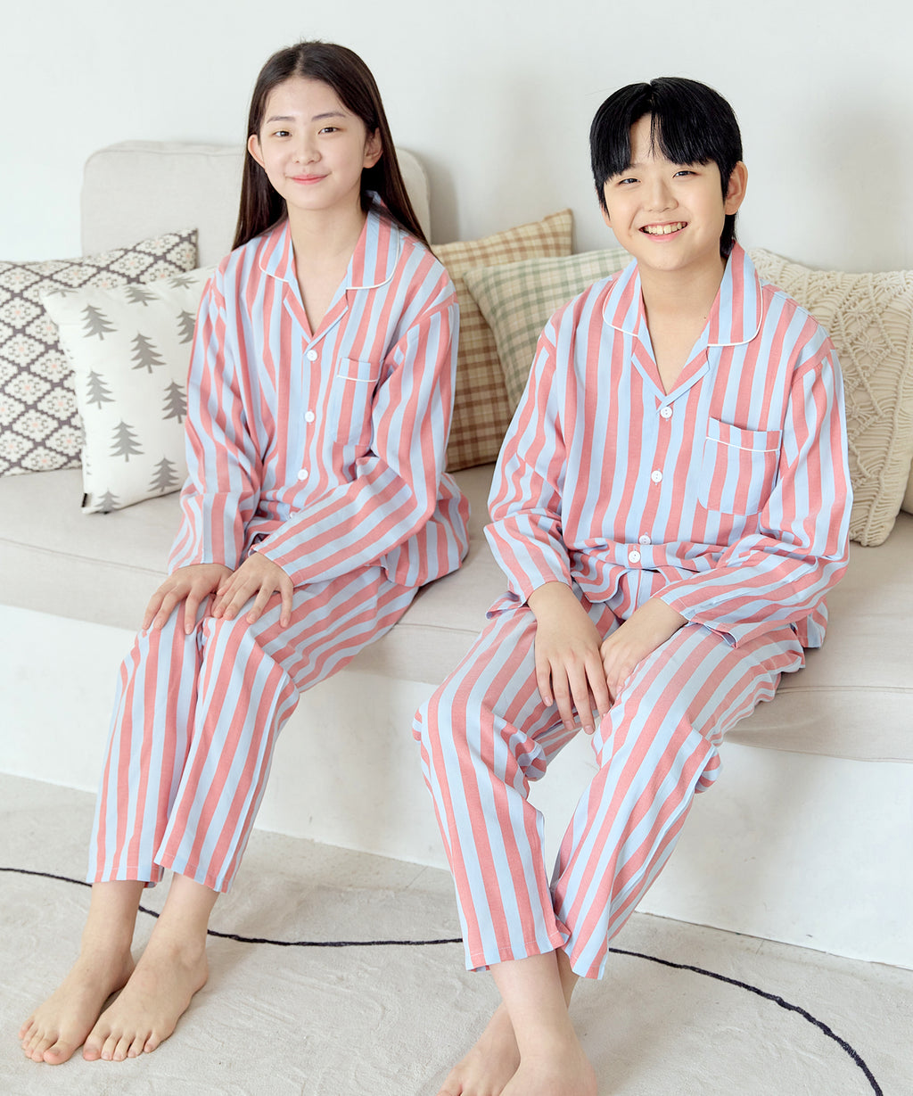 【韓國製】Pinkoko / 핑코코 2113 스카이블 青少年 長袖 睡衣 睡衣套裝