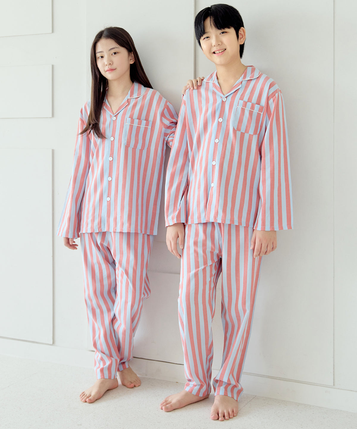 【韓國製】Pinkoko / 핑코코 2113 스카이블 青少年 長袖 睡衣 睡衣套裝