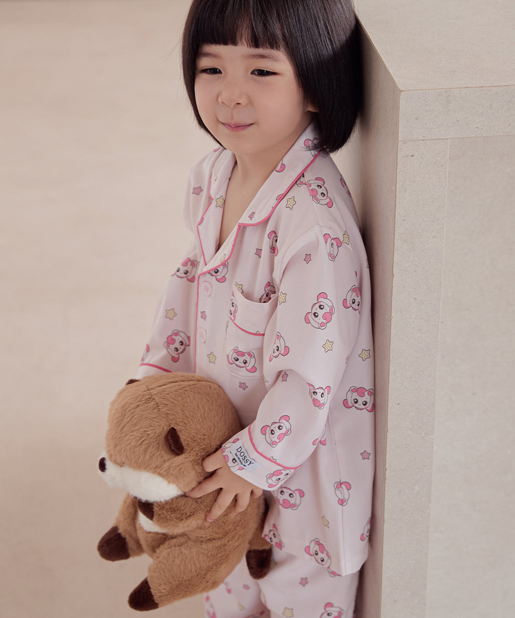【韓國製】Docci / 도씨 하츄핑 真絲感 兒童 長袖睡衣套裝