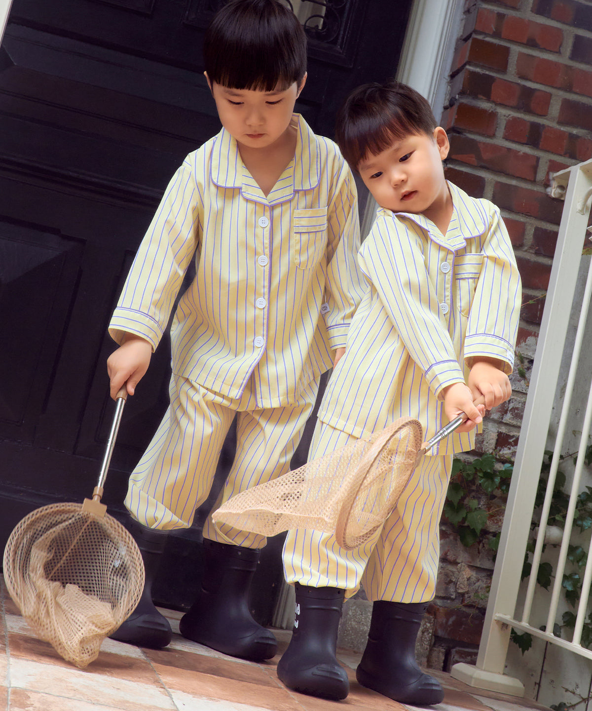 【韓國製】Offhour Kids / 오프아워 키즈 奶油黃 兒童 長袖睡衣套裝