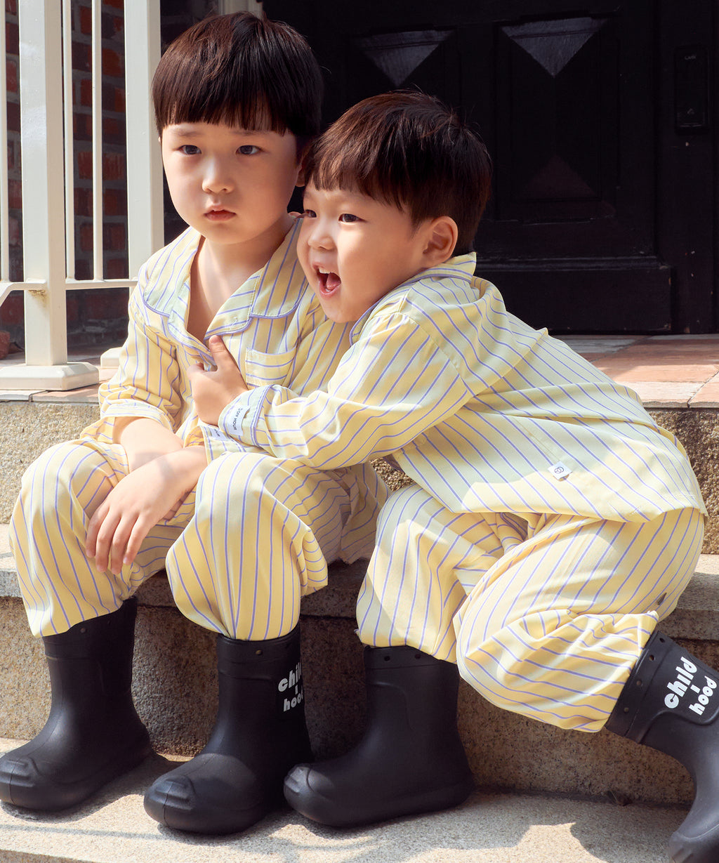 【韓國製】Offhour Kids / 오프아워 키즈 奶油黃 兒童 長袖睡衣套裝