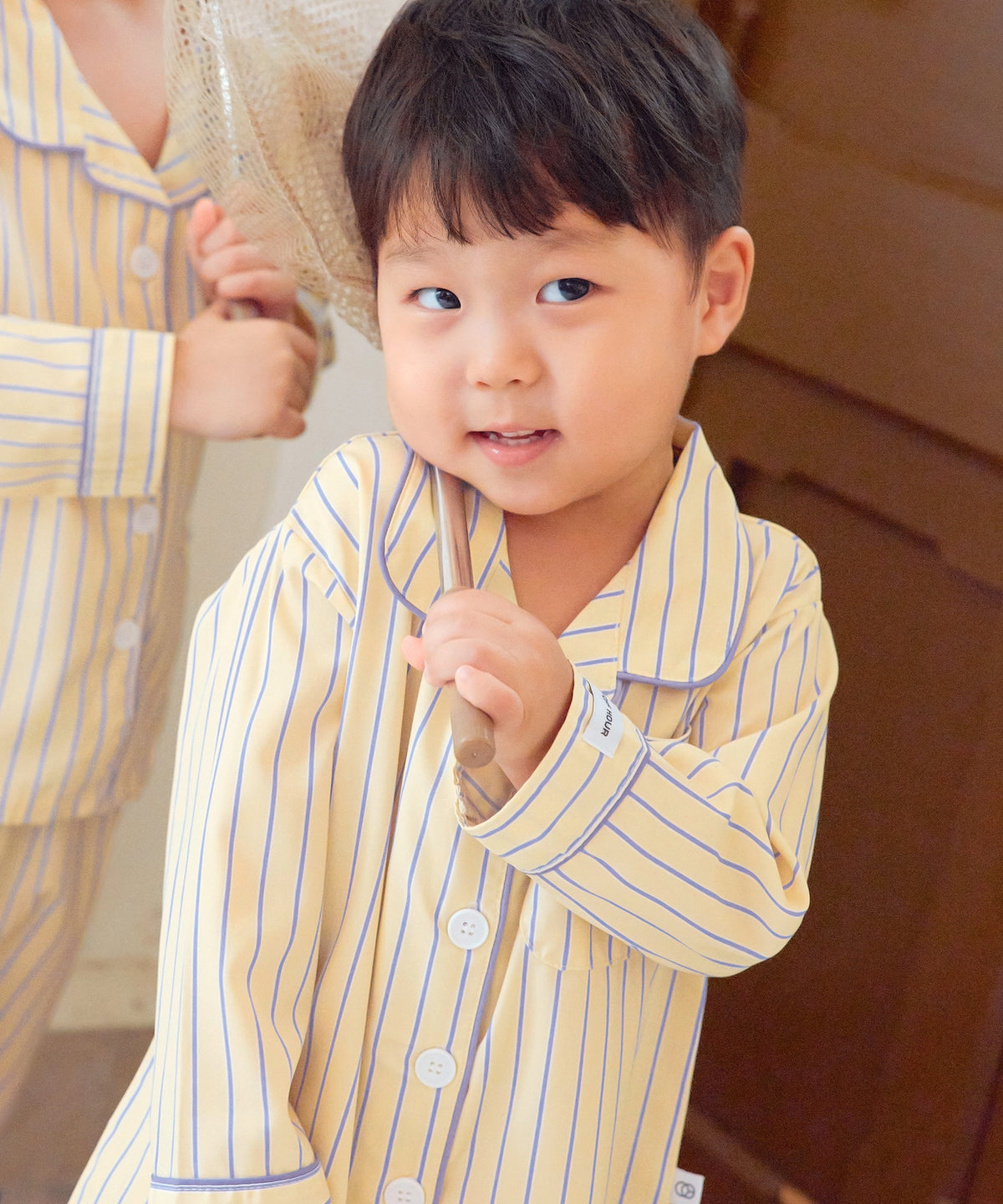 【韓國製】Offhour Kids / 오프아워 키즈 奶油黃 兒童 長袖睡衣套裝