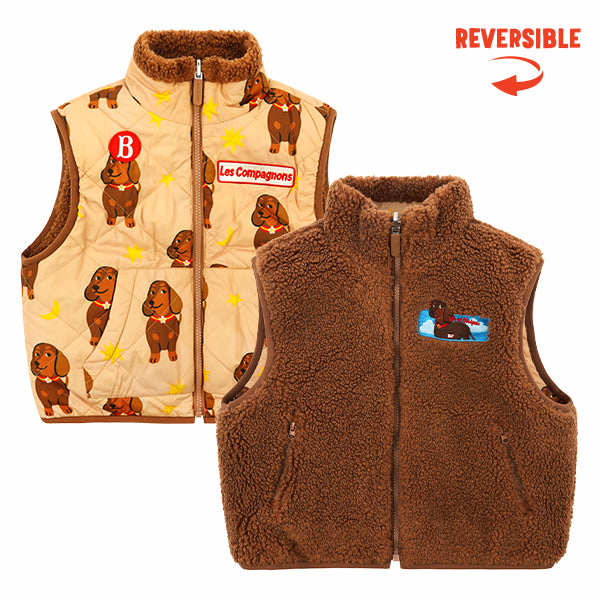 【韓國品牌／中國製】Bebedepino 臘腸狗 滿版雙面棉服背心 BP63VP309