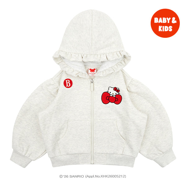 【韓國品牌／中國製】Bebedepino Hello Kitty 荷葉邊 連帽拉鏈外套 BP64JD718