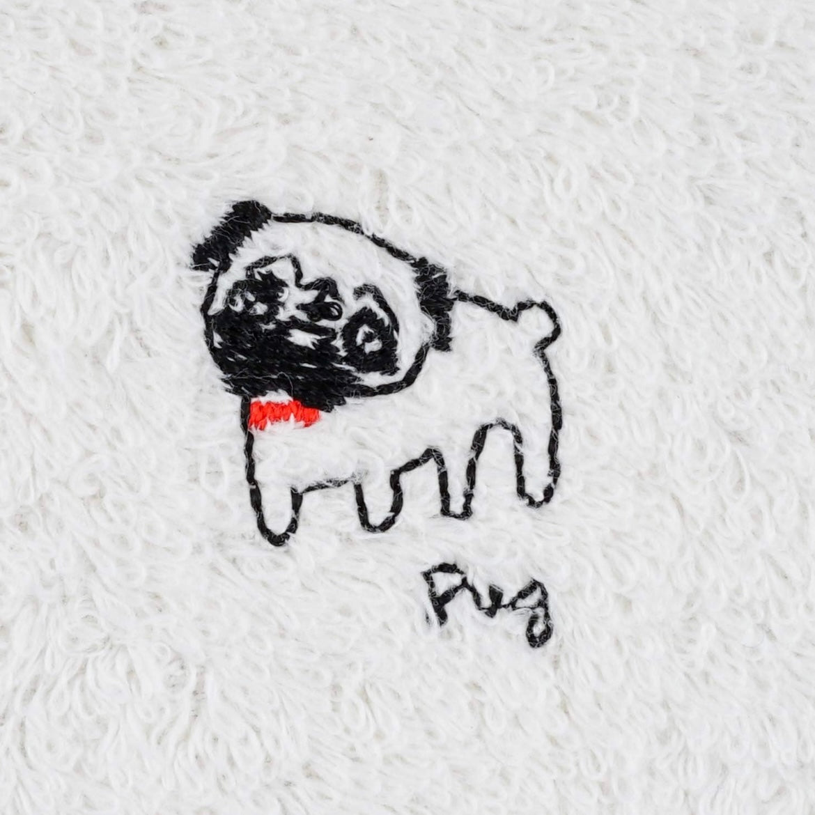 (八哥精品) Pug正方形白色毛巾 手巾仔