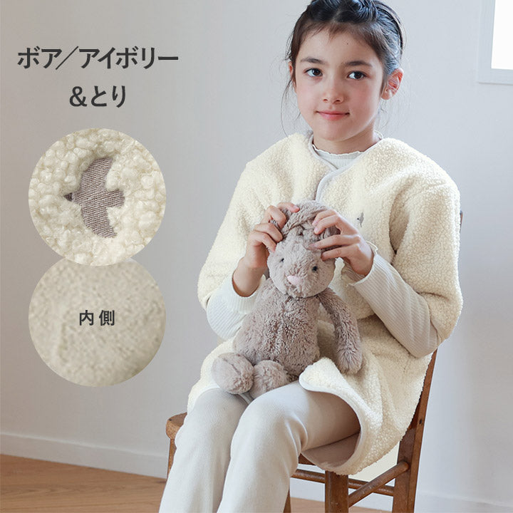 【日本製】kukka ja puu 兒童極厚刷毛及Boa睡袋 短袖款 前開 1至7歲 9色