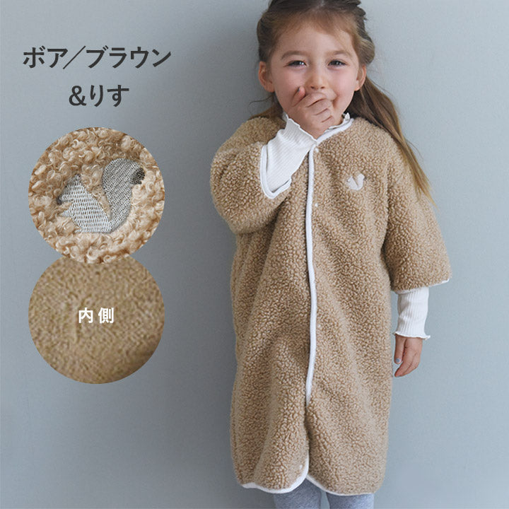【日本製】kukka ja puu 兒童極厚刷毛及Boa睡袋 短袖款 前開 1至7歲 9色