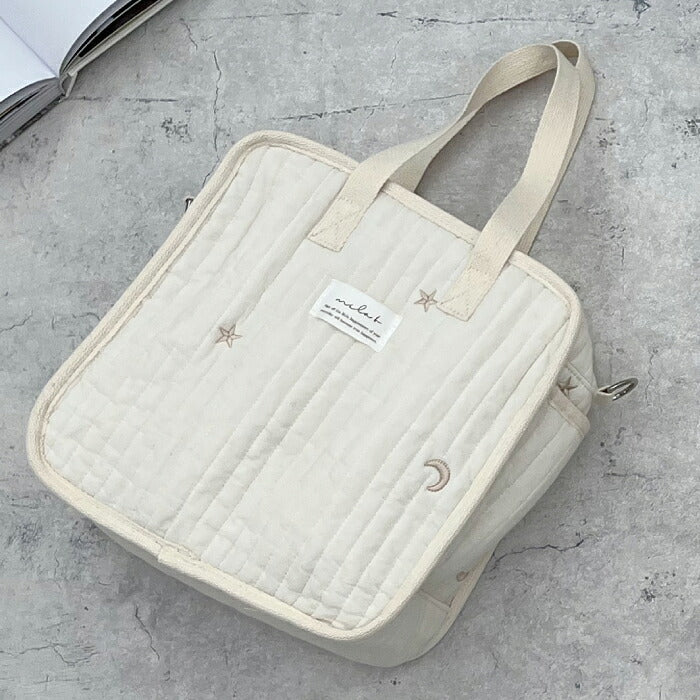 mela-B 4way 鋪棉媽媽袋 Ibul絎縫布 斜揹／托特／手挽／嬰兒車掛袋 可選名字刺繡吊飾 6款