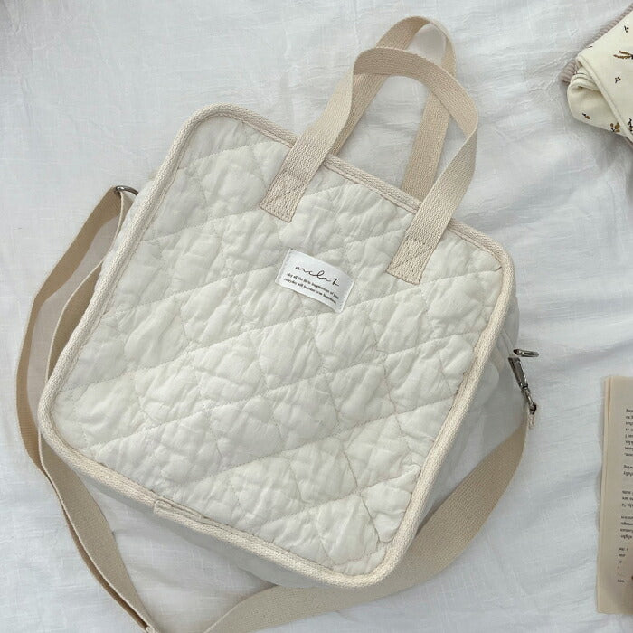 mela-B 4way 鋪棉媽媽袋 Ibul絎縫布 斜揹／托特／手挽／嬰兒車掛袋 可選名字刺繡吊飾 6款