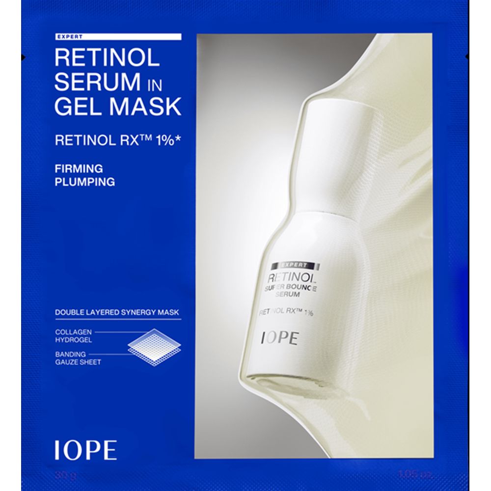 【韓國製】IOPE 視黃醇凝膠面膜 4+1片（共5片）｜Retinol RX™ 雙層凝膠 緊緻彈潤 改善細紋