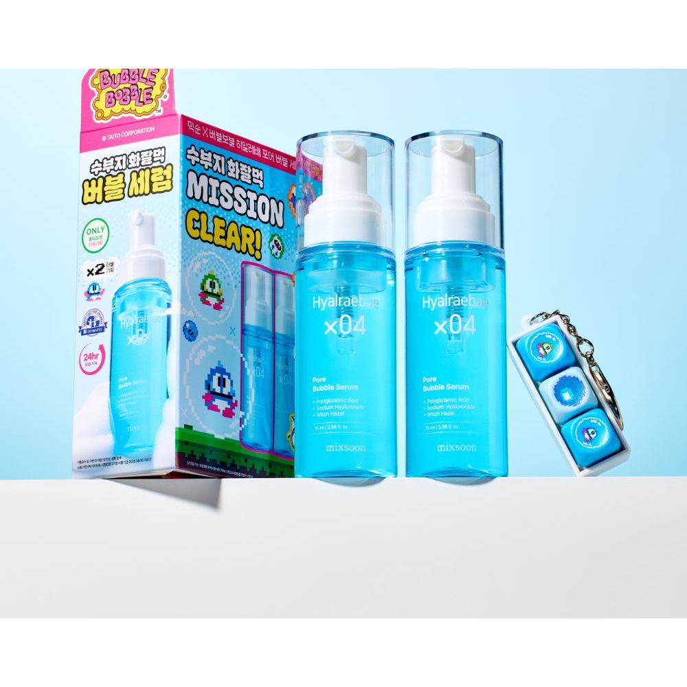 【韓國製】mixsoon 透明質酸毛孔泡泡精華 70ml 雙支裝（＋匙扣）｜收細毛孔 補水