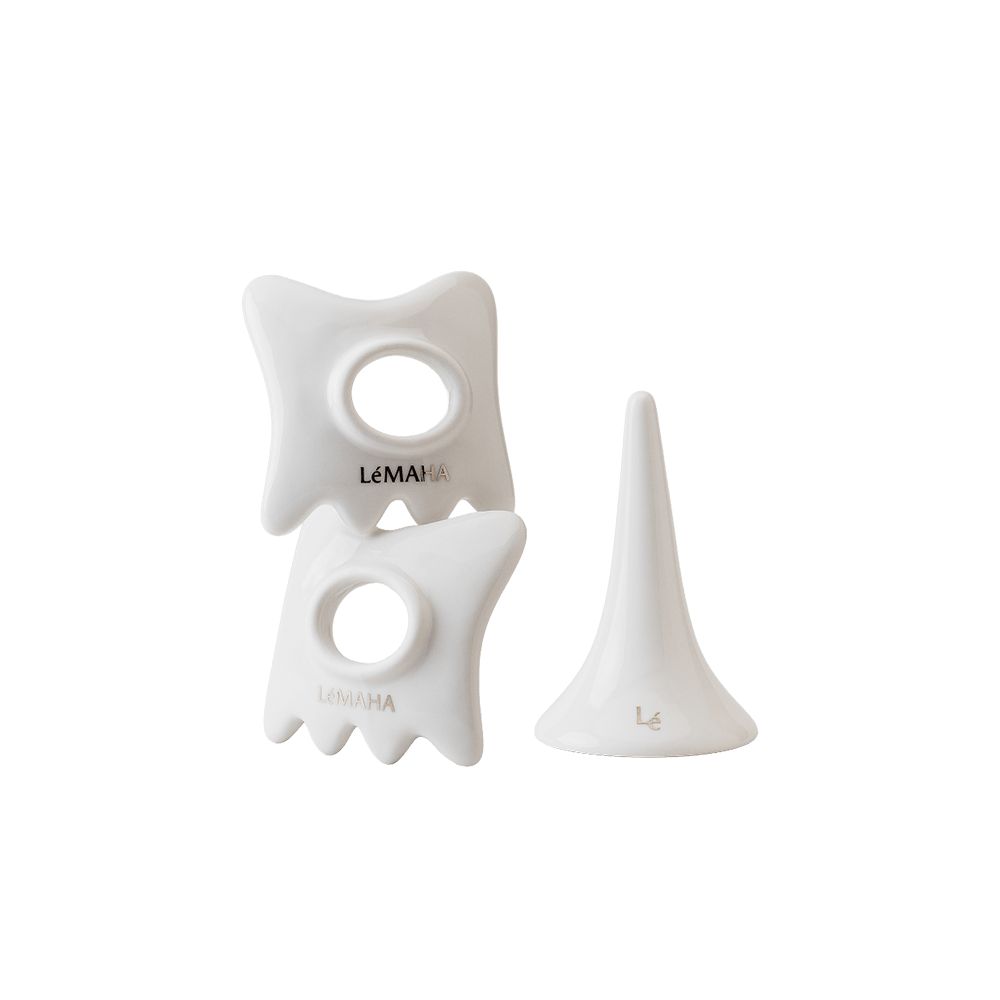 【韓國製】LEMAHA 陶瓷指環刮痧板 2件裝｜面部 頸部按摩
