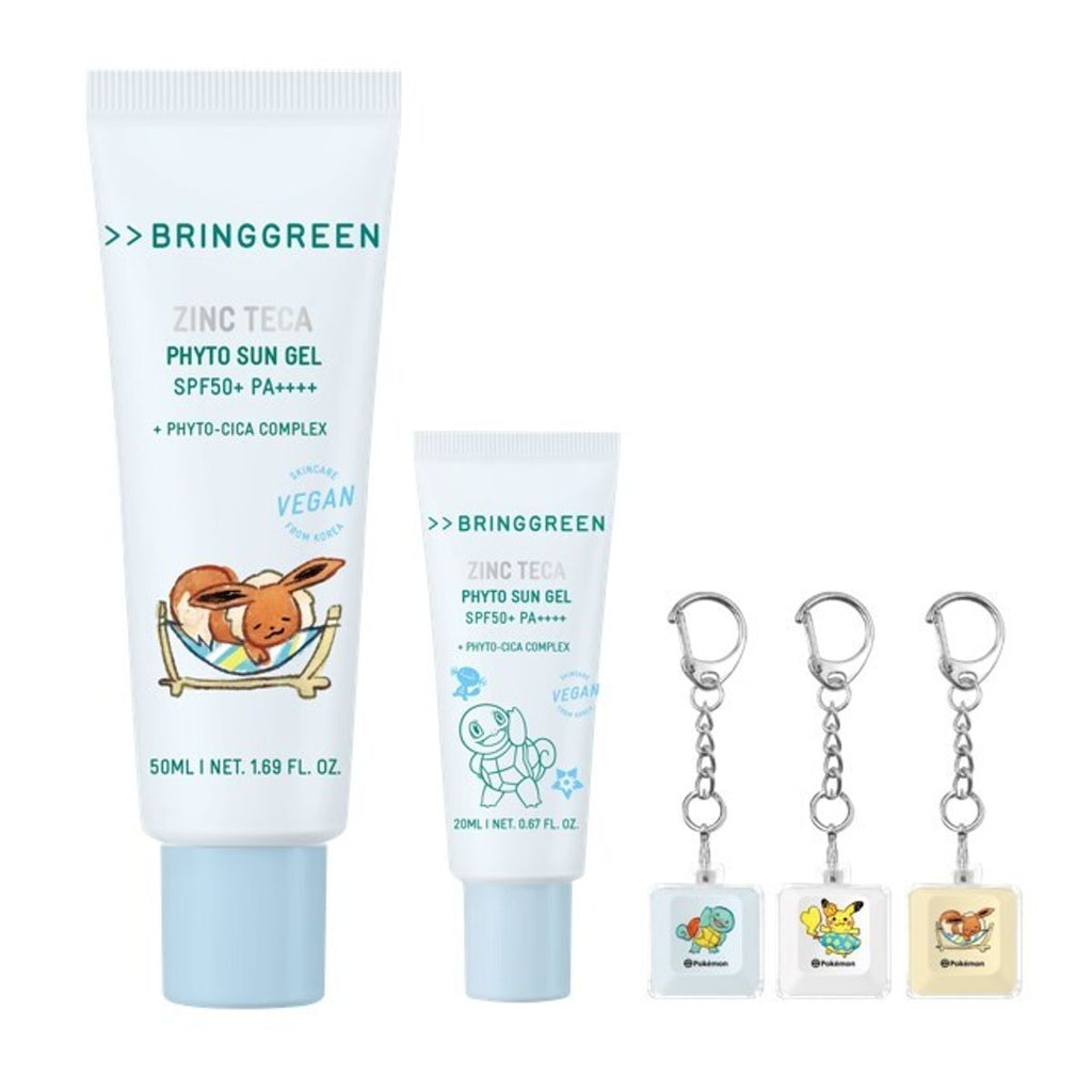 BRING GREEN Zinc Teca Phyto Sun Gel 鋅積雪草防曬啫喱 50ml＋20ml（Pokémon 版＋鎖匙扣）