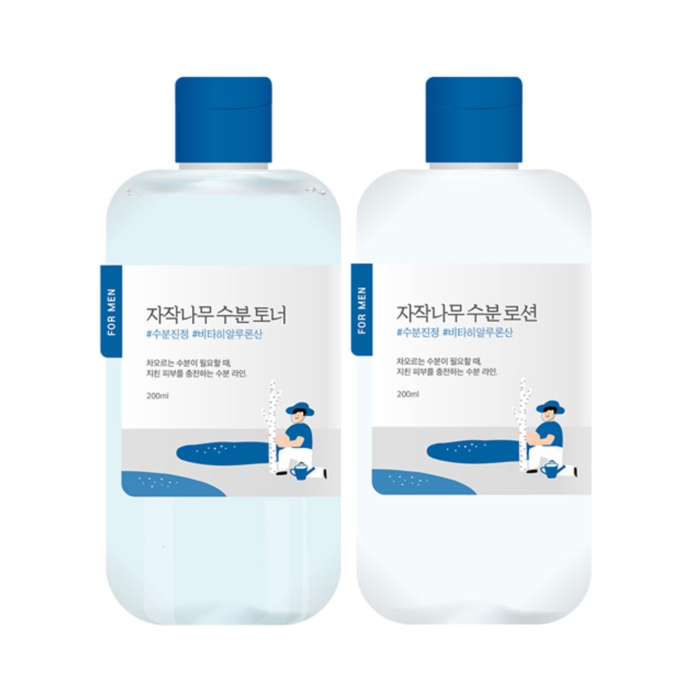 【韓國製】ROUND LAB 男士樺樹汁爽膚水＋乳液 2件套（＋剃鬚泡 40ml）｜補水保濕